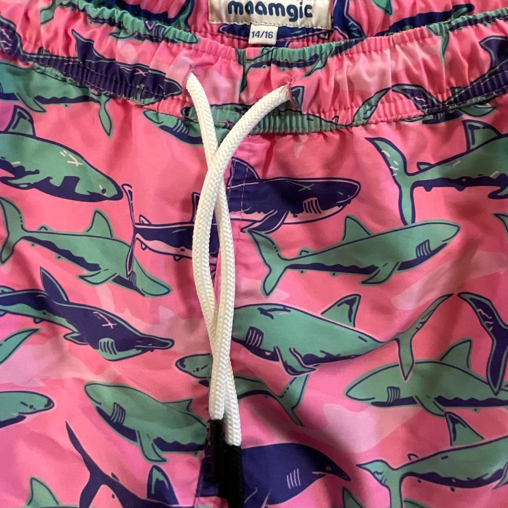 Maamgic Boys Pink Shark Swimming Trunks Size 14-16 - Picture 4 of 10